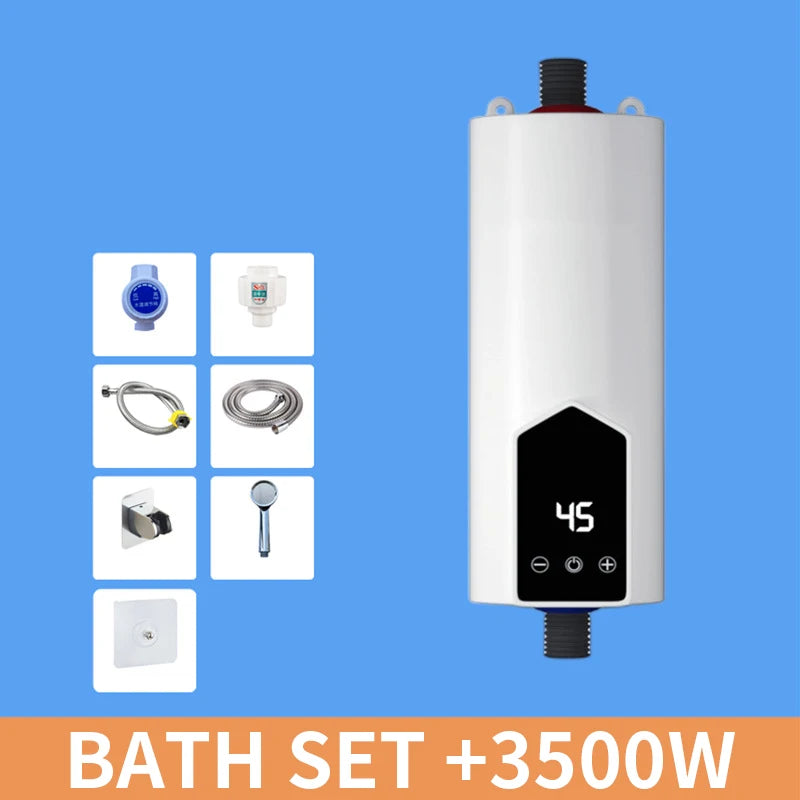 Torneira Elétrica Aquecedor de Água Instantâneo para Cozinha e Banheiro 3500W, Aquecedor de Água Sem Reservatório, Máquina de Aquecimento de Água Quente Instantânea, Chuveiro 110V