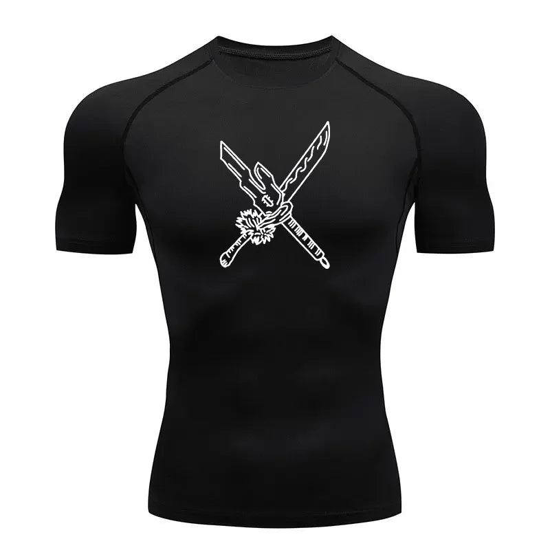 Camiseta de Compressão Anime Jujutsu Kaisen Masculina Fitness Academia Esporte Corrida Rashguard Blusa Camisa Secagem Rápida Manga Curta