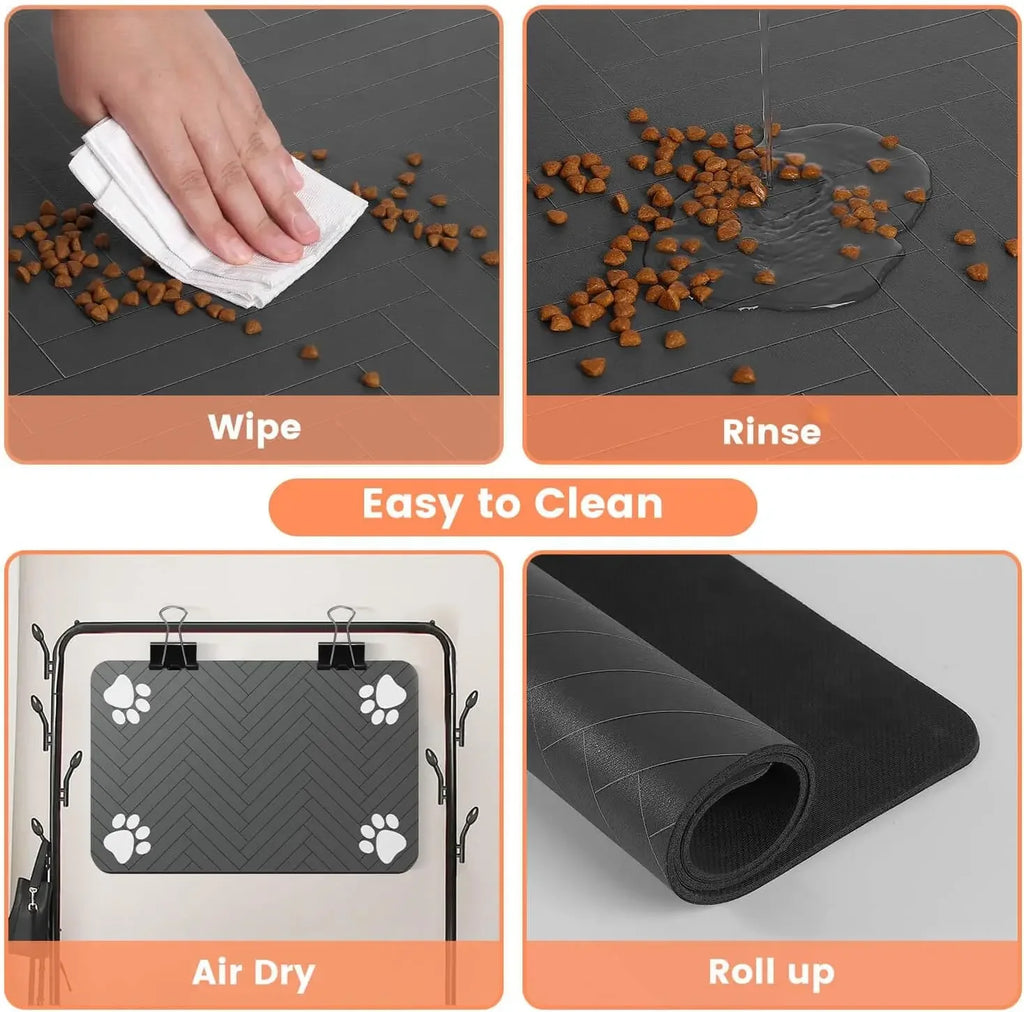 Tapete de Alimentação para Pets - Jogo Americano Absorvente para Comida e Água de Pets com Base de Borracha Impermeável de Secagem Rápida para Cães e Gatos