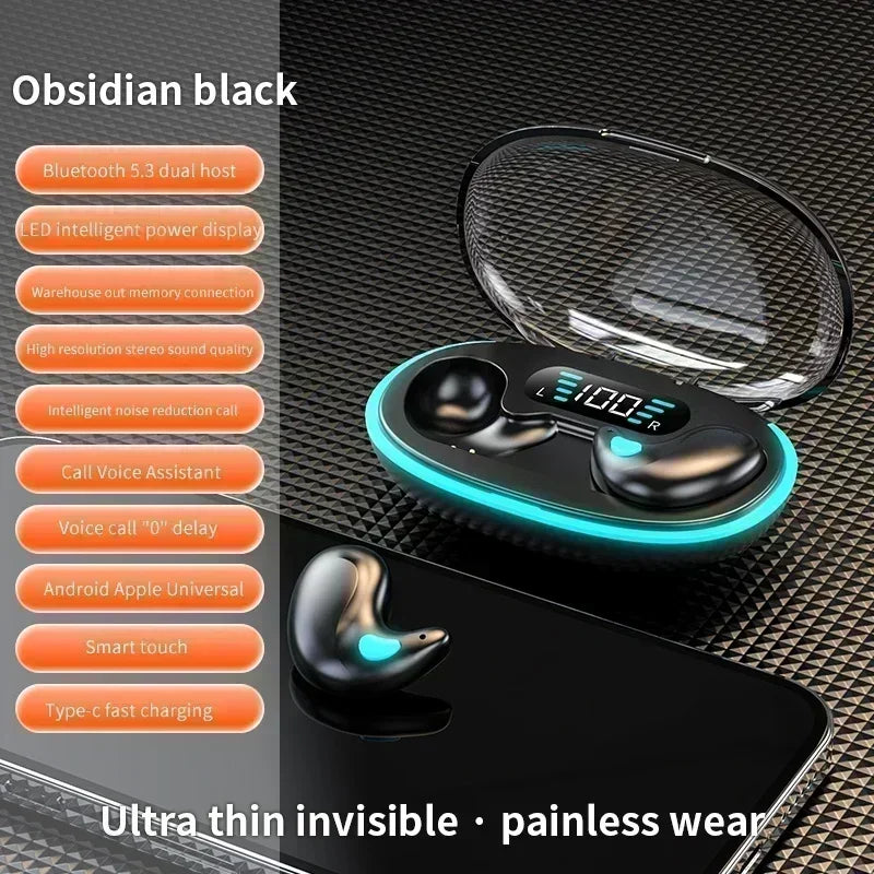 X55 Fones de Ouvido Sem Fio Mini Bluetooth TWS Para Dormir com Microfone HD À Prova D'Água
