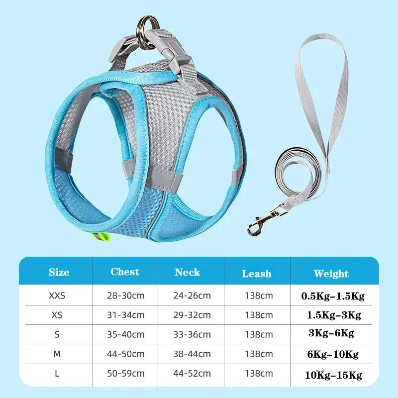 Conjunto de Coleira e Peitoral para Cães Pequenos Bulldog Francês Chihuahua Pug Coleira de Caminhada ao Ar Livre Coleira Ajustável para Filhotes de Cachorro e Gatos