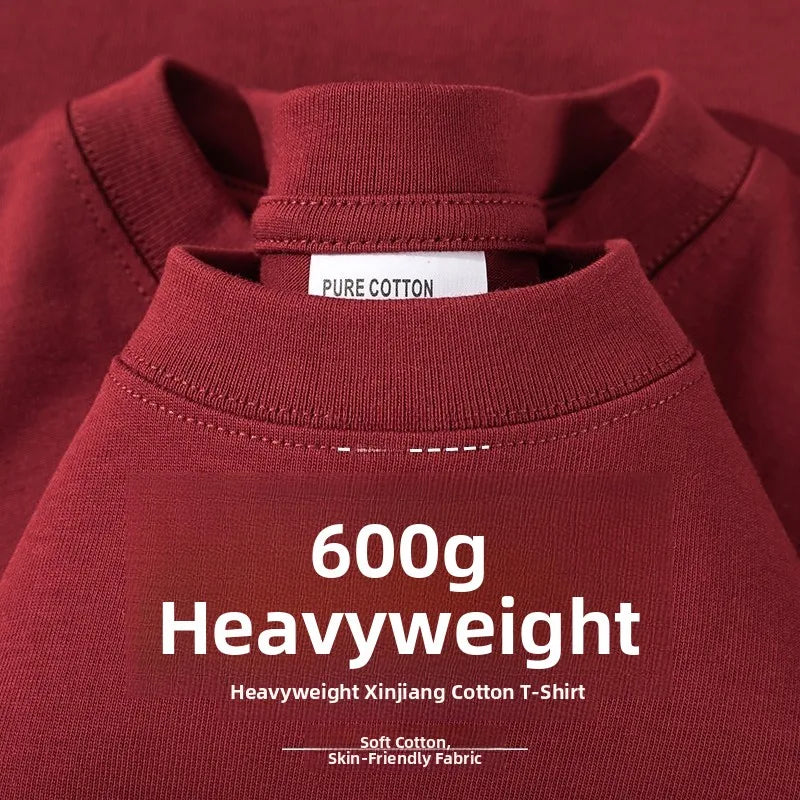 600g Heavyweight Pure Cotton Ort Sve T-irt Ex Summer Loose Casual Versatile  Color Base Irt Top