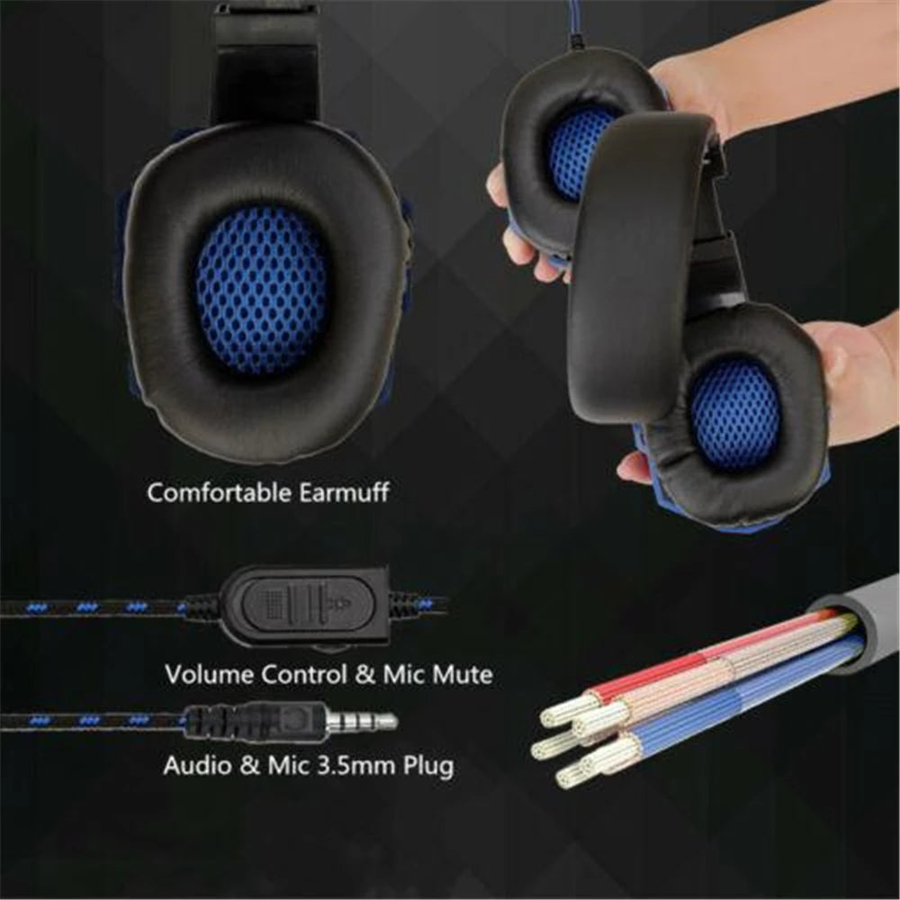 Headset Gamer Over-Ear Com Fio 3.5mm Fone De Ouvido Estéreo Com Microfone Ajustável Para PS4 PS5 Notebook Computador PC