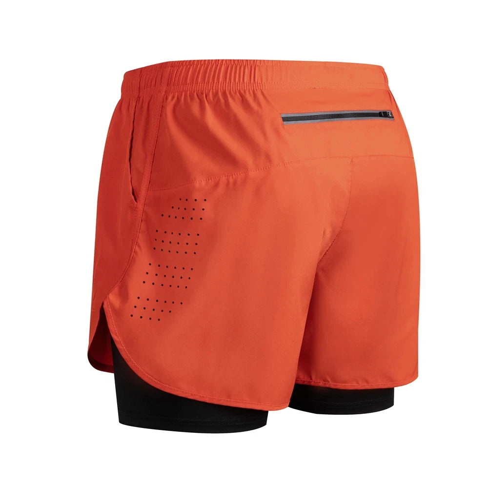 Shorts de corrida refletivos masculinos de verão Fitness de secagem rápida dupla camada shorts masculinos de treino de exercícios de musculação