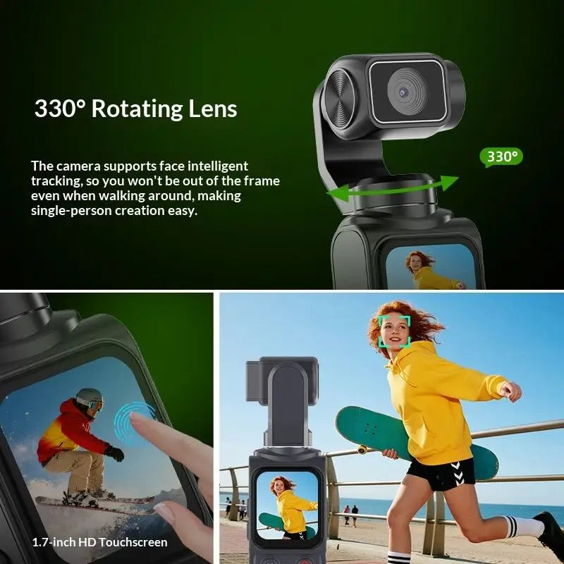 4K Pocket Gimbal - Camera Handheld - Stabilizer 75MP Auto-Tracking