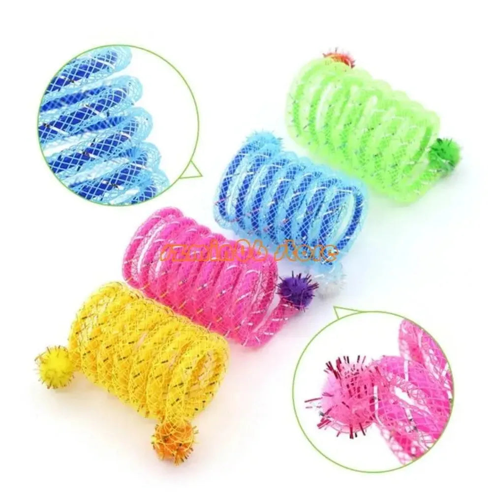 1 Peça Molas Coloridas com Bola de Pelúcia Brinquedo para Gatos Mastigarem para Brincadeiras Internas e Externas Estimulando a Curiosidade e