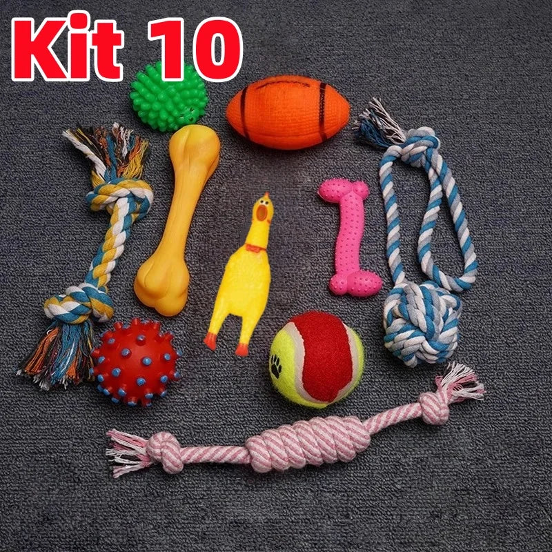 10 Toys Kit Puppy Anti-stress Pet Ranger Teeth Cub Teeth Cleaning Mouth