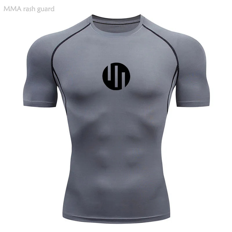 Camisa de Compressão Manga Longa Masculina para Corrida Treino Academia Esportes Roupa Íntima de Secagem Rápida Antissuor Protetor Solar Segunda Pele Masculina