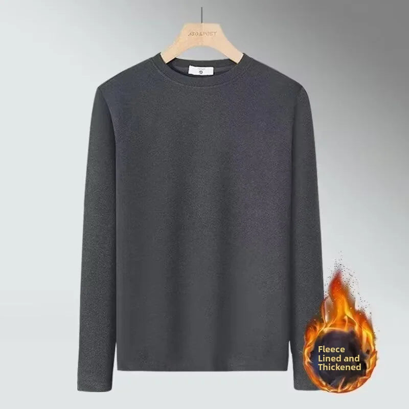 Warm Long Sleeve T-Shirt Men's Fashionable Korean Style round Neck Base Layer Shirt for Teens And Young Adults Thermal Underwear