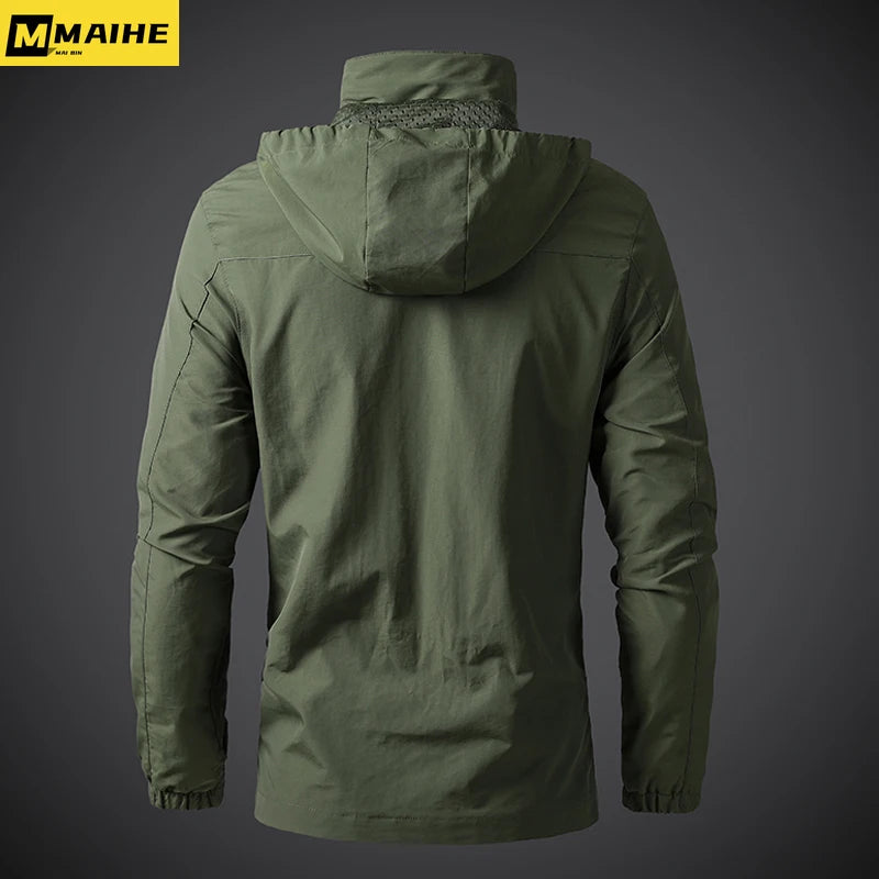 Jaquetas Corta-Vento Masculinas Impermeáveis Militares com Capuz Jaqueta Masculina Nova de Combate Homem Outono Esporte Caminhada Ciclismo Bomber Casaco