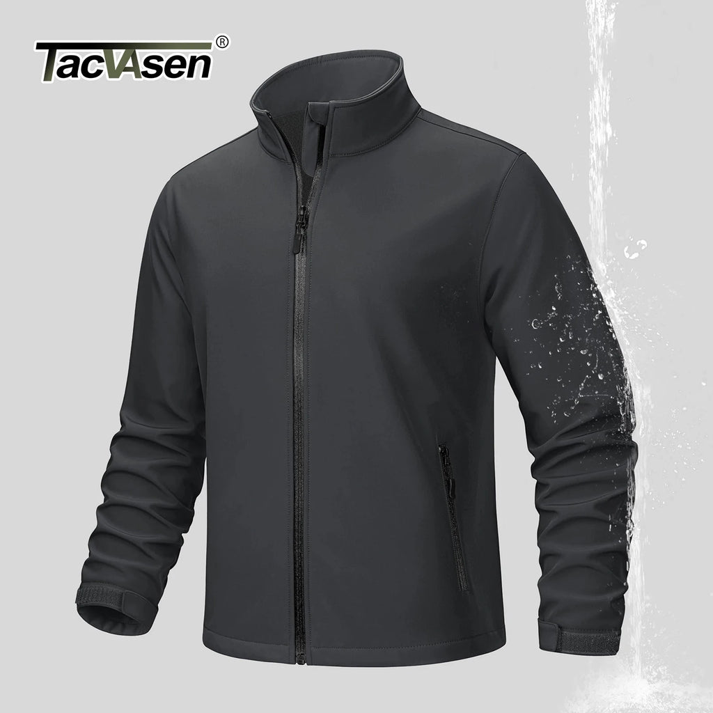 Tacvasen Jaqueta Softshell Masculina Forrada com Fleece Zíper Completo Jaqueta de Chuva Masculina Jaqueta de Trabalho ao Ar Livre Corta-vento Masculino para Trekking Primavera Caminhada