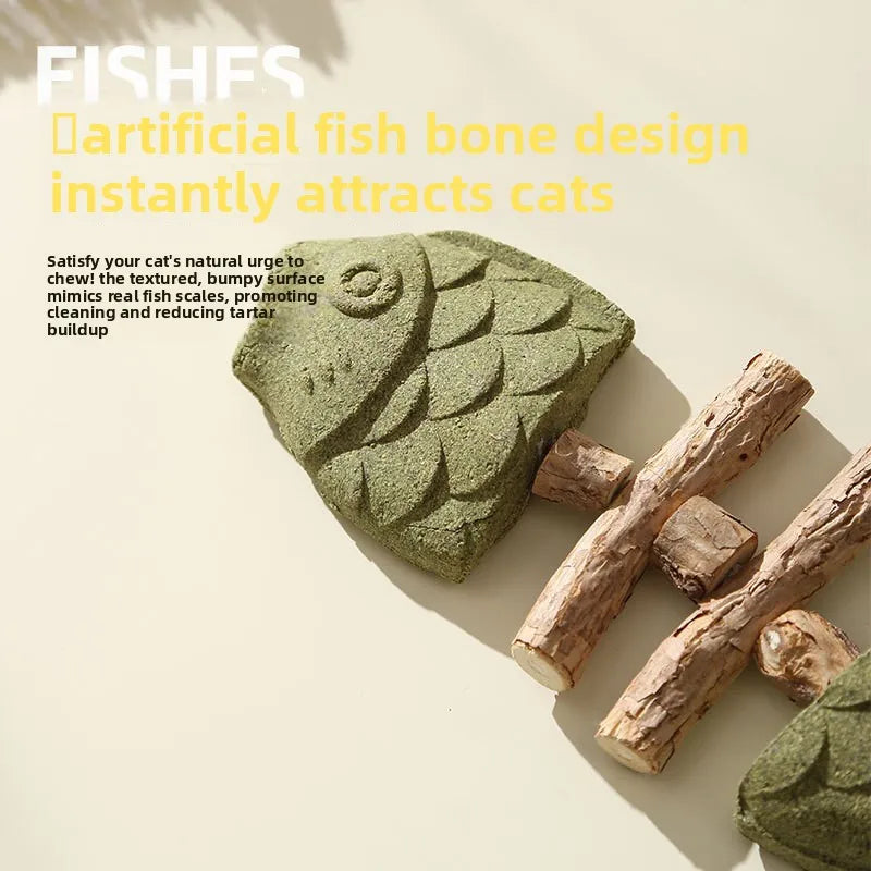 Brinquedo para Gatos em Formato de Espinha de Peixe, Silvervine Natural, Graveto de Madeira para Roer, Brinquedo Interativo para Gatinhos e Dentição