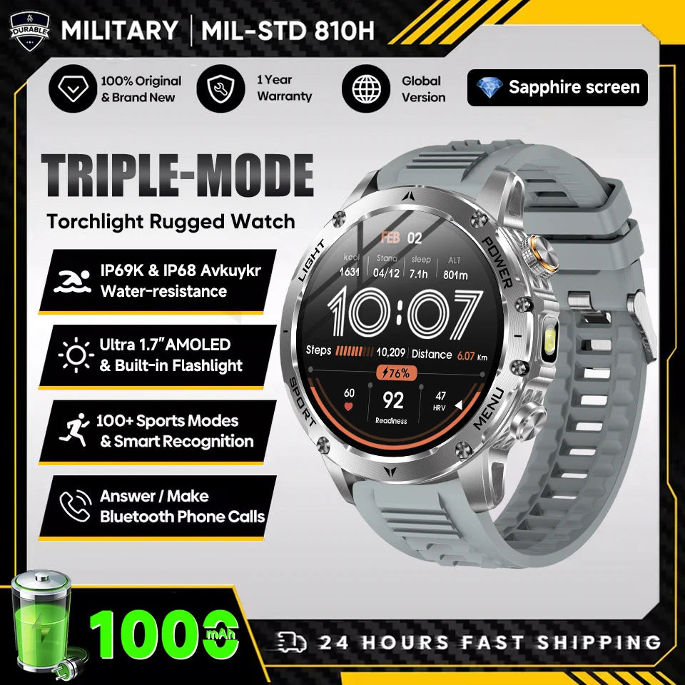 Military T-Rex 3 Ultra 1000mAh 5ATM Flashlight Heart Rate