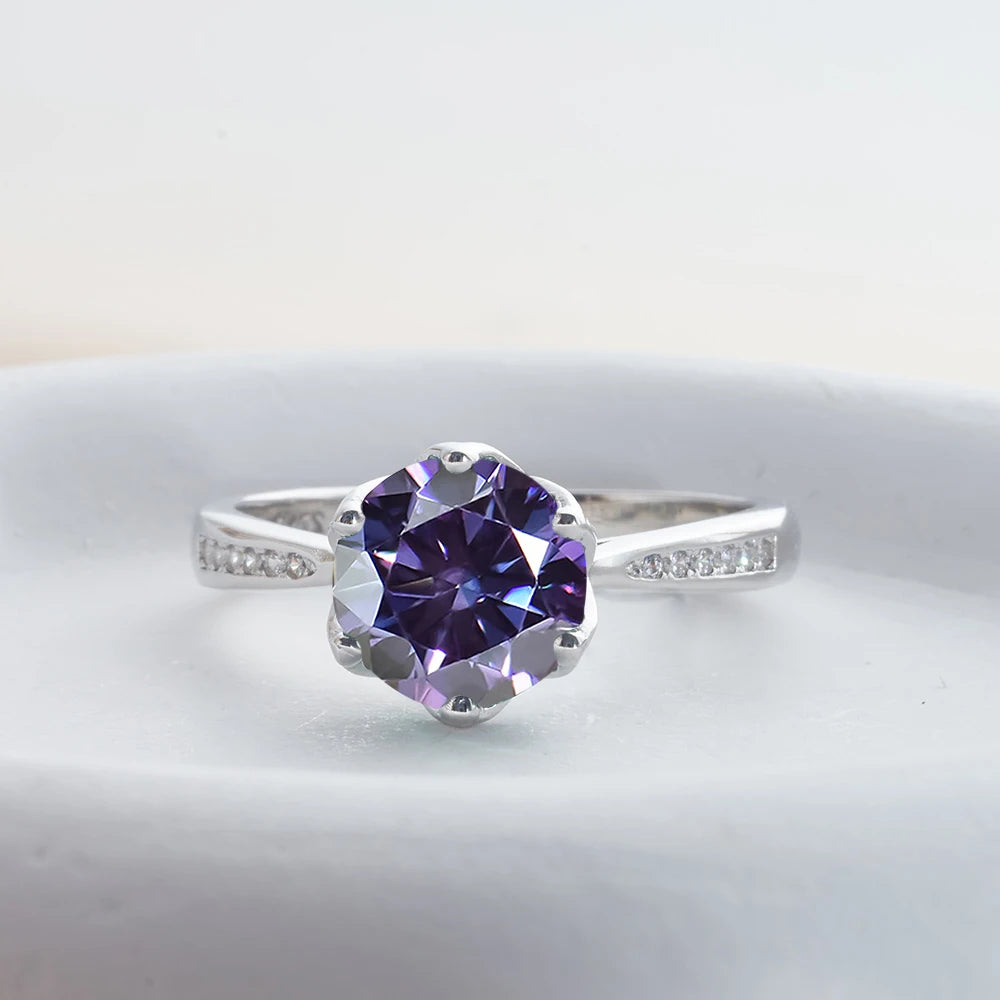 JoyceJelly 3ct Colorful Moissanite Rings with GRA S925 Sterling Silver Luxury Jewelry For Women Timeless Trends Wedding Bands