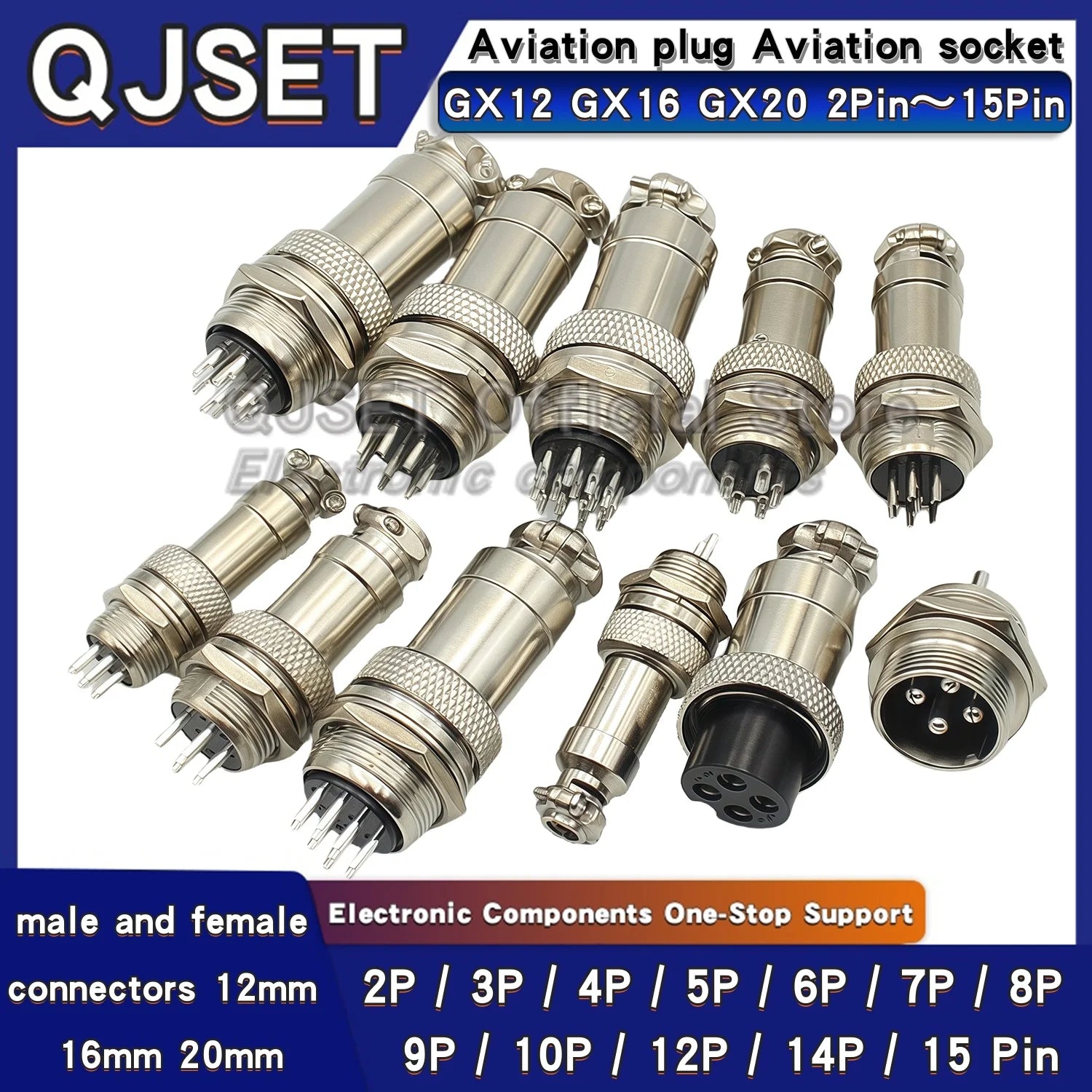 Conjunto de Conectores de Aviação WonderNest GX12 GX16 GX20 2-15 Pinos