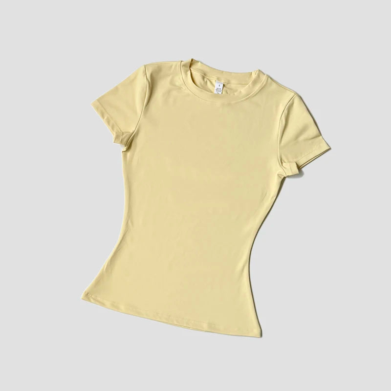 Blusas Yoga Femininas Sem Costura Esportivas Camisetas Fitness Manga Curta Yoga Camisa Top para Academia Corrida Treino Ativo