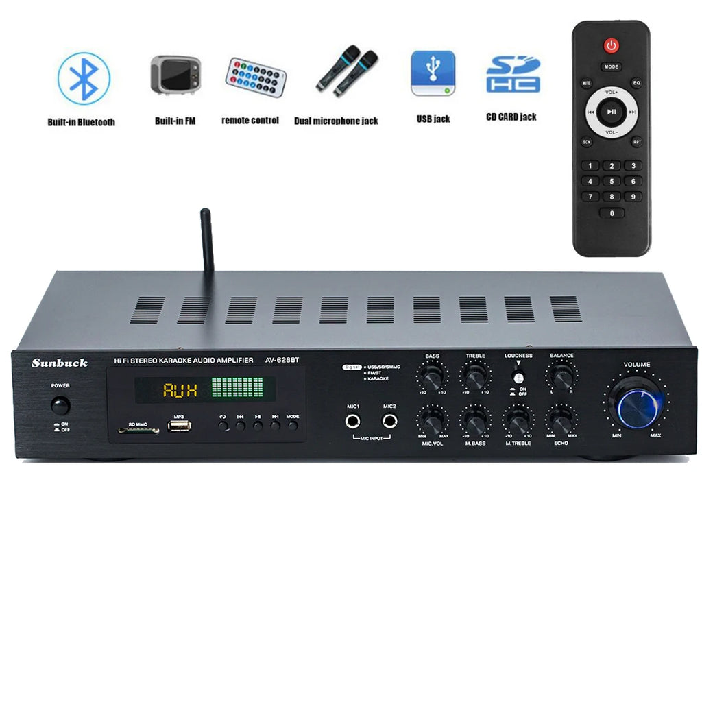 AIYIMA SMSL Home Theater 5.1 Estéreo 1000W Bluetooth Amplificador HiFi Surround Sound Amplificador Karaokê Doméstico Áudio Home Cinema