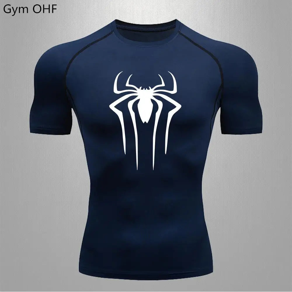Camiseta Compressão Masculina Spider — Performance e Visual Único