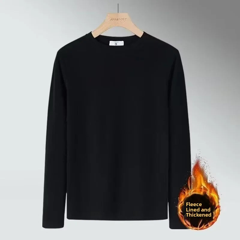 Warm Long Sleeve T-Shirt Men's Fashionable Korean Style round Neck Base Layer Shirt for Teens And Young Adults Thermal Underwear