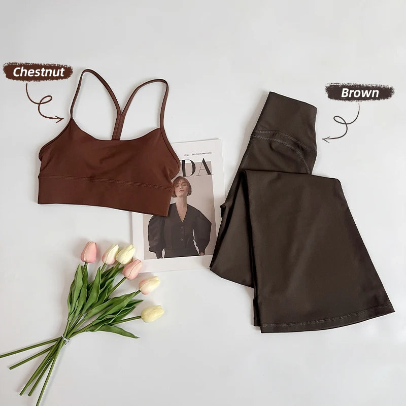 Calça Flare Feminina de Cintura Alta para Yoga, Academia, Pilates, Corrida, Legging Esportiva Confortável e Estilosa com Toque "Naked Feel"