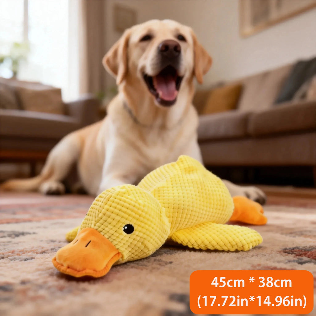 Cachorro dormindo com pato de pelúcia para alívio do tédio filhote de pato de brinquedo interativo de pelúcia para animais de estimação produto para animais de estimação