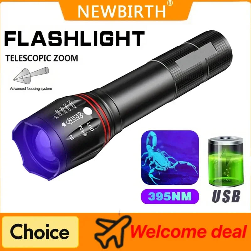 Lanterna UV WonderNest T6 395nm para Inspeção