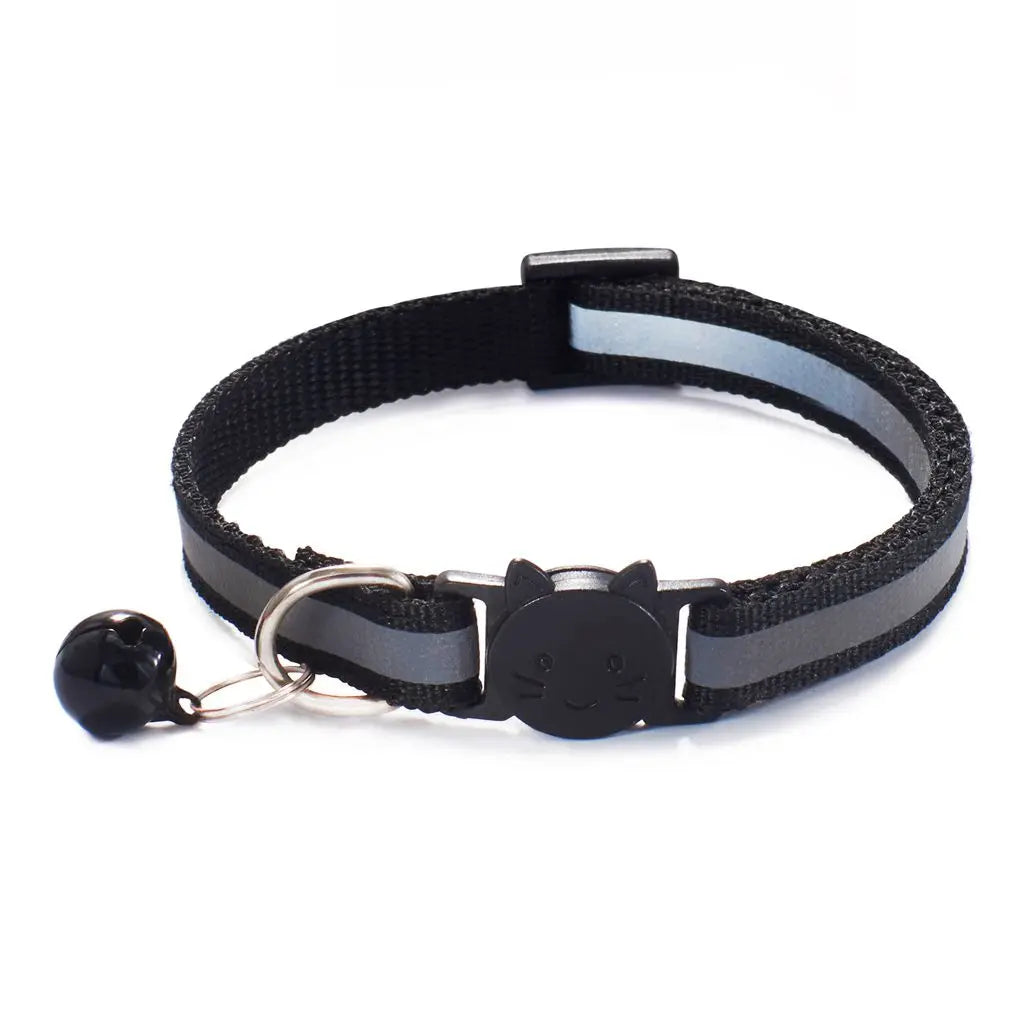 Options Cute Adjustable Size Reflective with Bells Nylon Buckles Pet Accessories Cat Neck Strap Cat Collar Kitten Decor