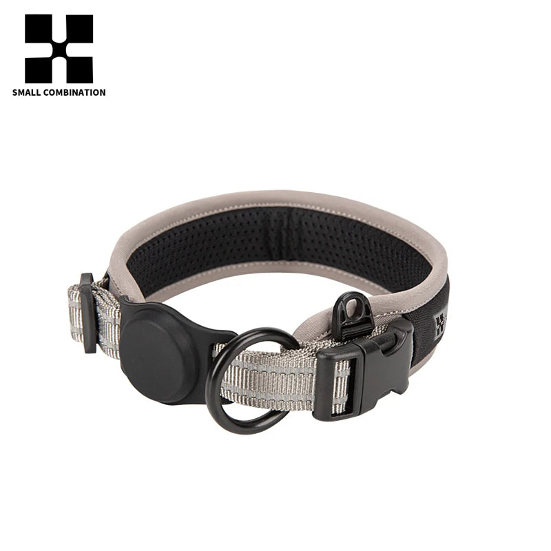 Coleira de Cachorro AirTag Personalizada Ajustável Nylon Refletiva Acolchoada para Cães de Pequeno Médio Grande Porte Acessórios