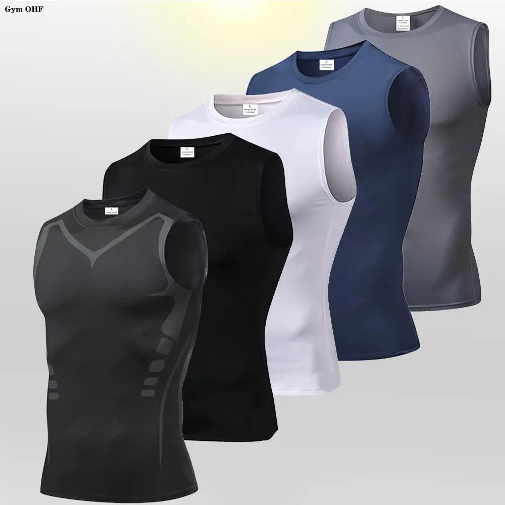 Camisetas Masculinas Secagem Rápida Corrida Colete de Compressão Regata Secagem Rápida Jersey Camisa de Treino Regata Masculina de Academia