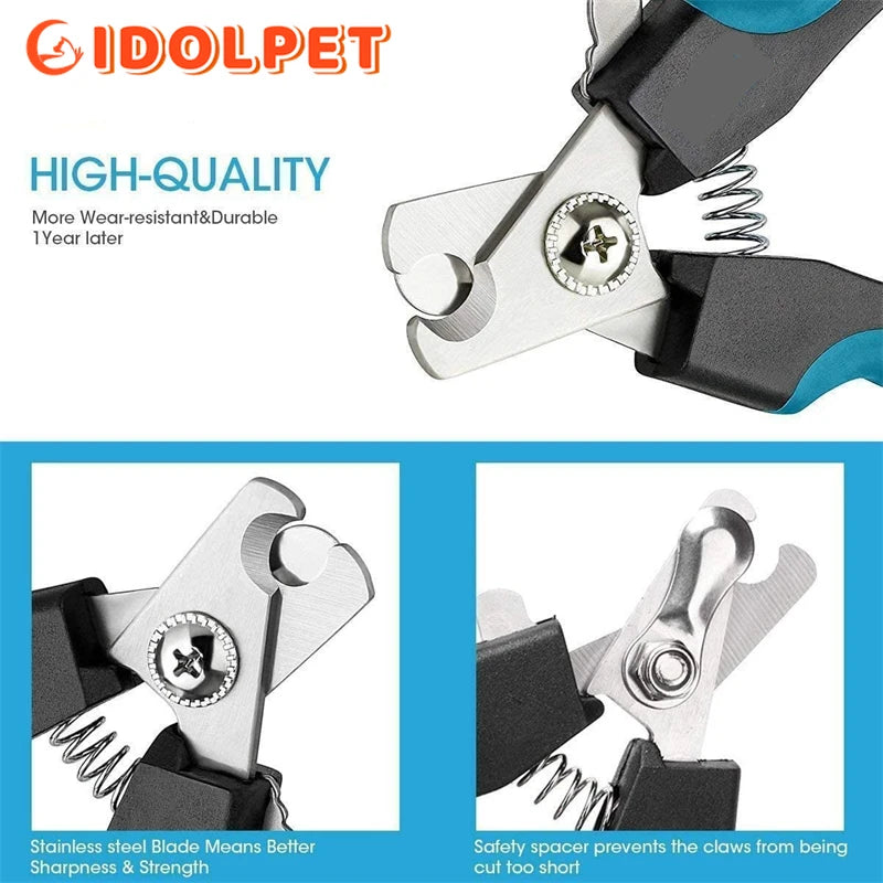 Cortador de Unhas Profissional para Animais de Estimação com Proteção de Segurança Tesoura de Aço Inoxidável para Gato Cão para Cuidados com as Garras Suprimentos de Higiene Tamanho Adequado