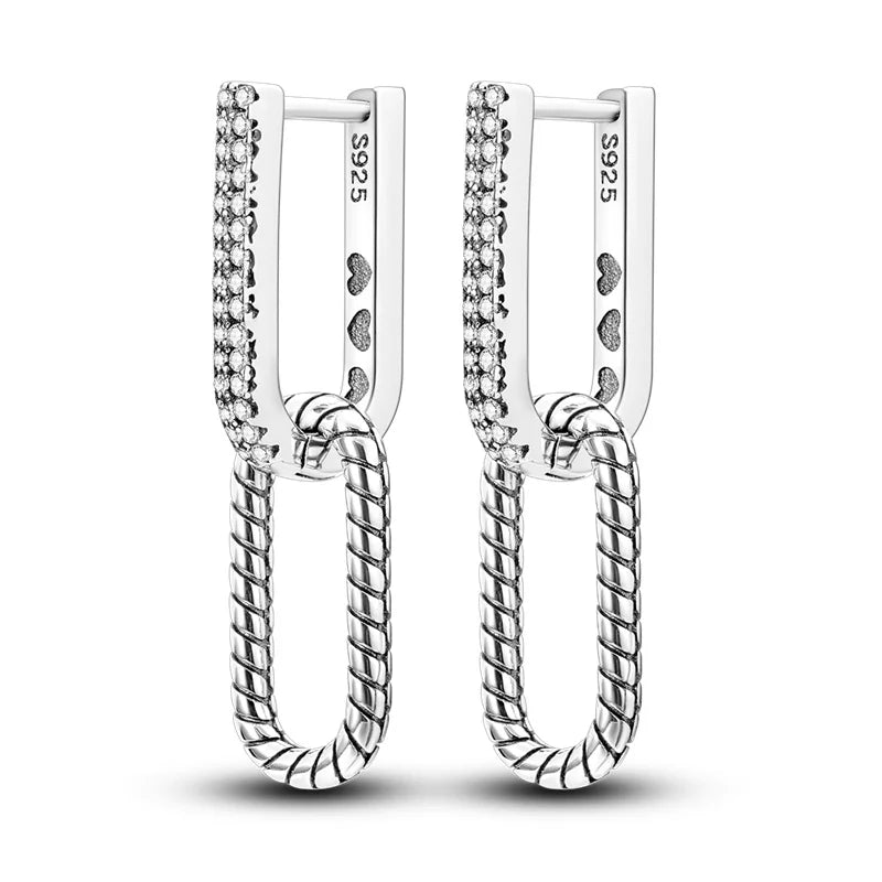 Orstarry 925 Sterling Silver Crystal Circular Eardrops Drop Earrings Women Earrings Charm Fashion Versatile Party Jewelry Gifts