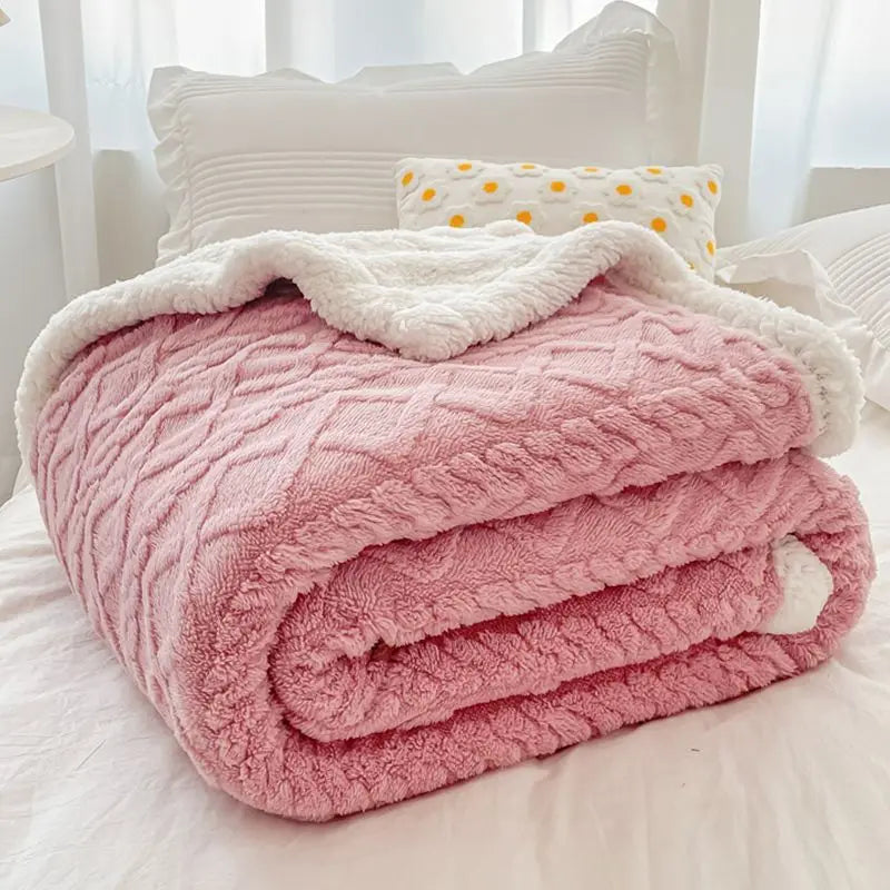 Rakksab Version Silk Fleece Lamb Fleece Bedroom Living Room Study Thickened Silk Fleece LambFleece Doublesided Blanket Available