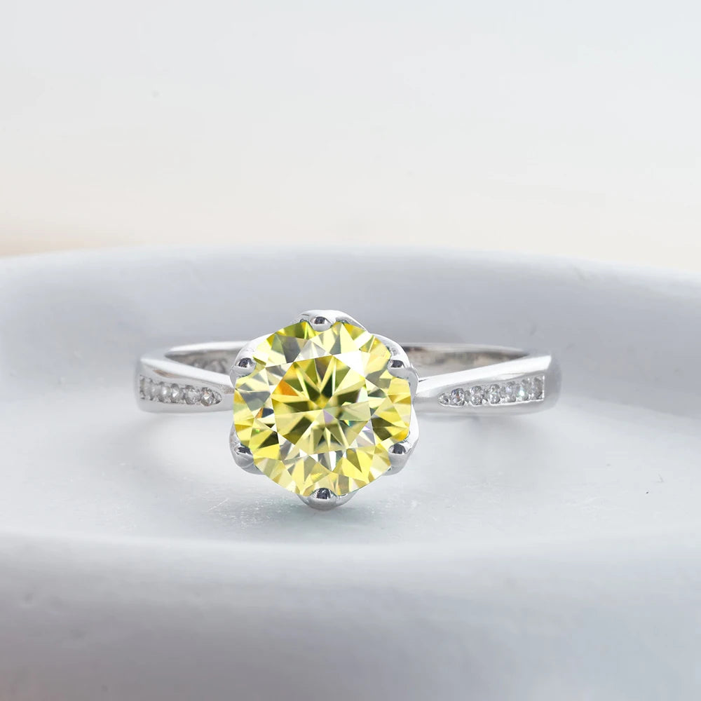 JoyceJelly 3ct Colorful Moissanite Rings with GRA S925 Sterling Silver Luxury Jewelry For Women Timeless Trends Wedding Bands
