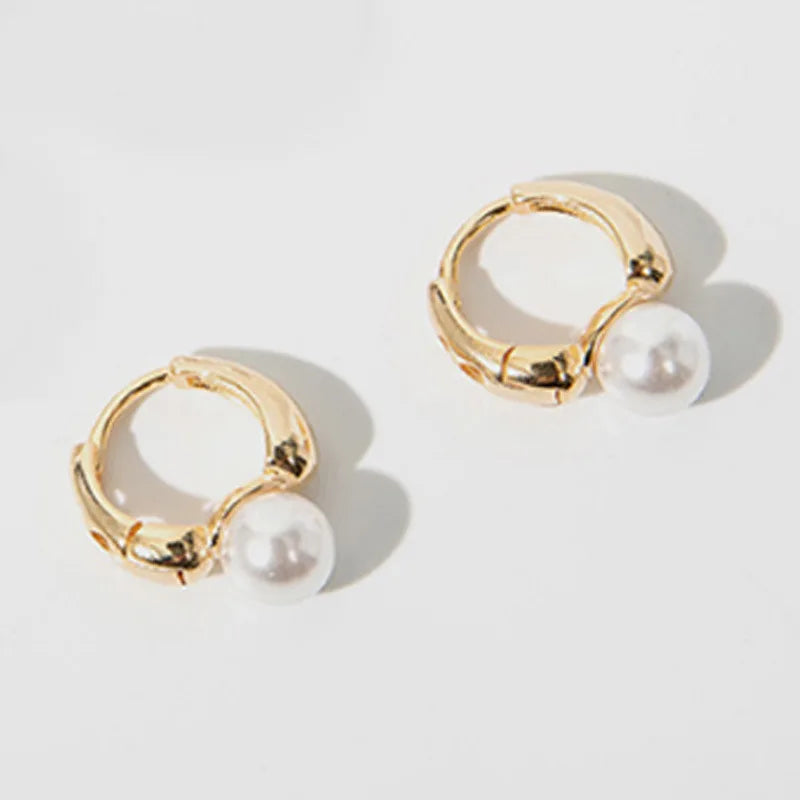 Brincos Pequenos de Prata Esterlina 925 Pérola Anel para Mulher Piercing Casamento Legal Vintage Luxo Elegante Joias Previne Alergias