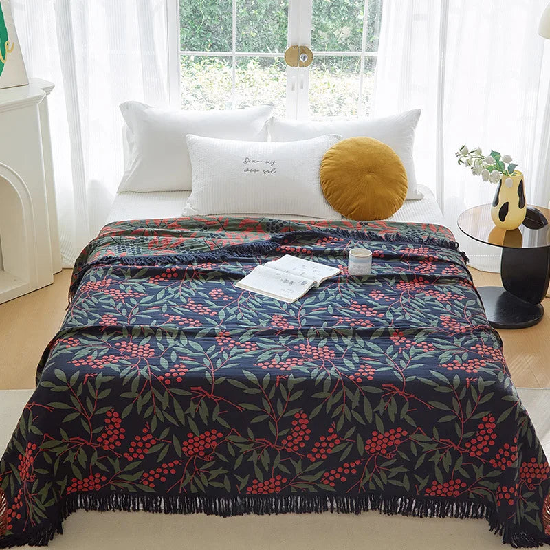 Japanese Throw Blanket Cotton Double Sided Sofa Cover Sofa Cushion Leisure Blanket Bedspread Four Seasons Cooling Quilt Sheet
