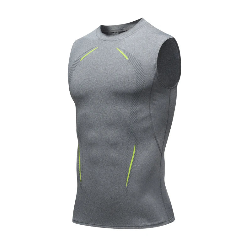 Camiseta Regata Masculina de Compressão Roupa de Ginástica Sem Mangas Dry Fit Estampada Esportiva Masculina Fitness Musculação Regata de Treino Musculosa
