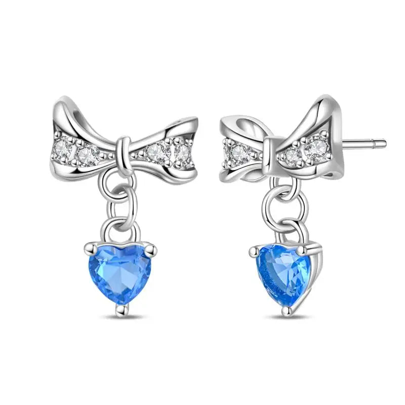 925 Sterling Silver Moon Universe Starry Sky Series Charm Earrings Women Blue Shiny Zircon Daily Wear Jewelry
