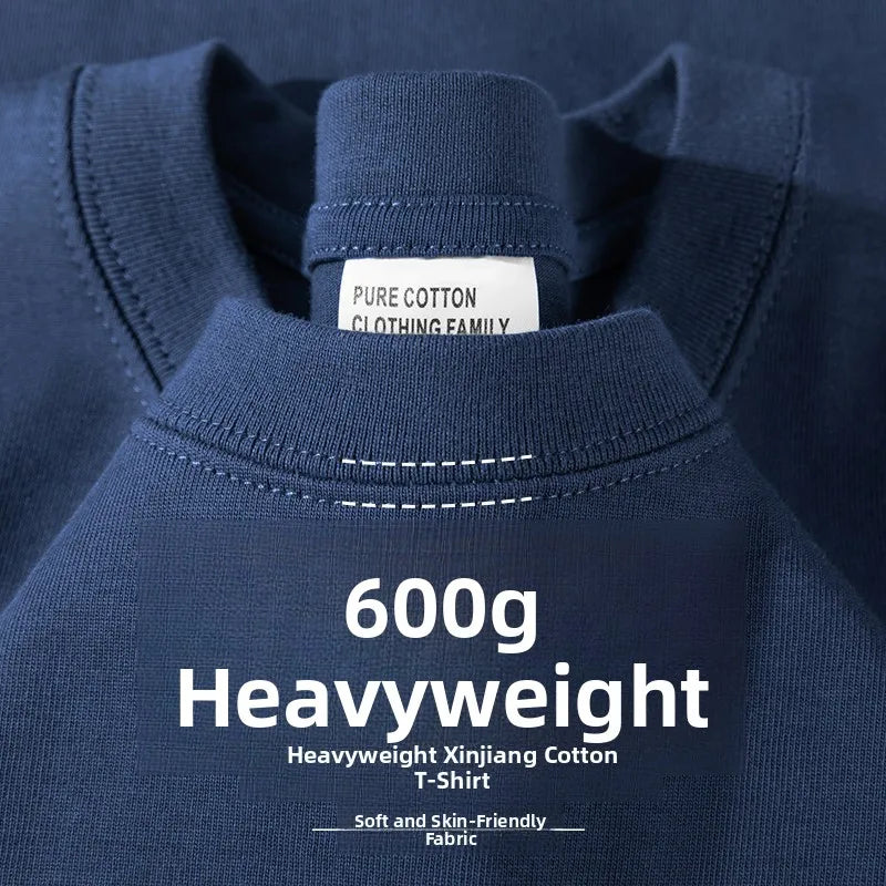 600g Heavyweight Pure Cotton Ort Sve T-irt Ex Summer Loose Casual Versatile  Color Base Irt Top