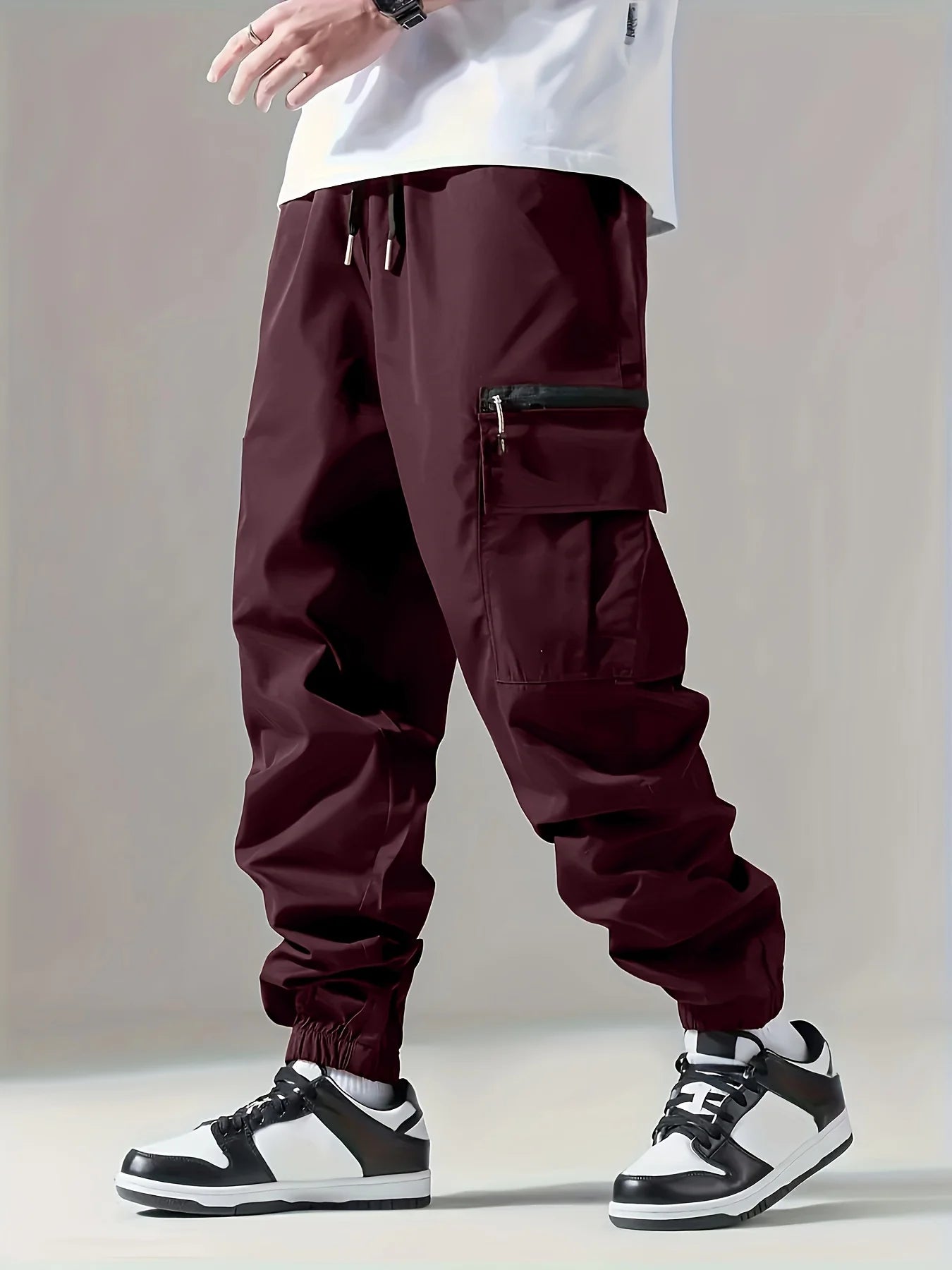 Calça Cargo Masculina, Fina, Confortável e Respirável, Casual, Para o Dia a Dia, Corrida, Ciclismo, Multibolsos 004