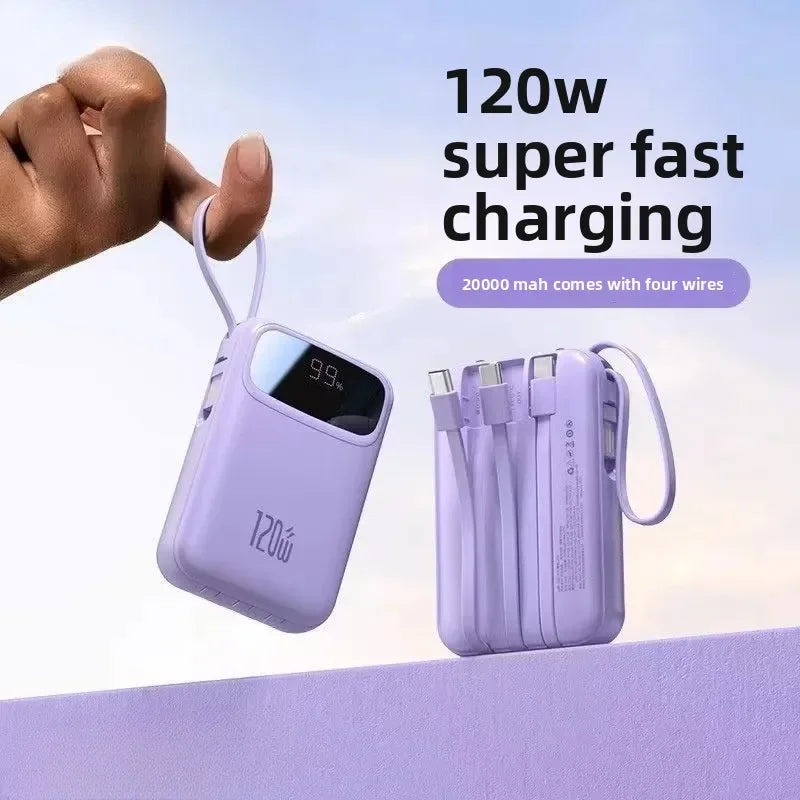 Power Bank 20000mAh 120W Super Fast Charging Large Capacity Cable