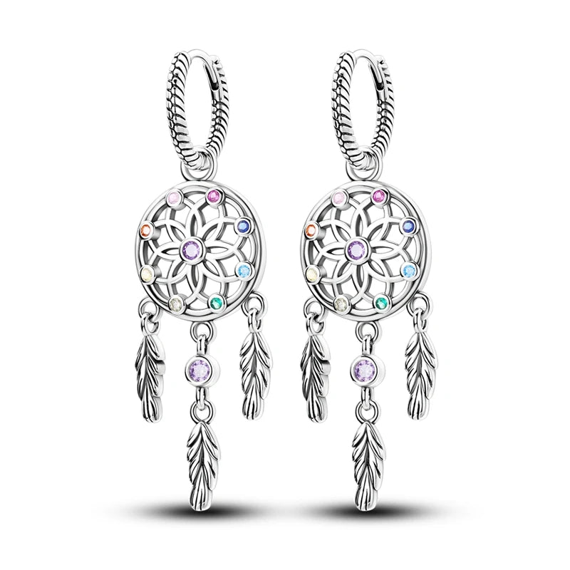 Orstarry 925 Sterling Silver Crystal Circular Eardrops Drop Earrings Women Earrings Charm Fashion Versatile Party Jewelry Gifts
