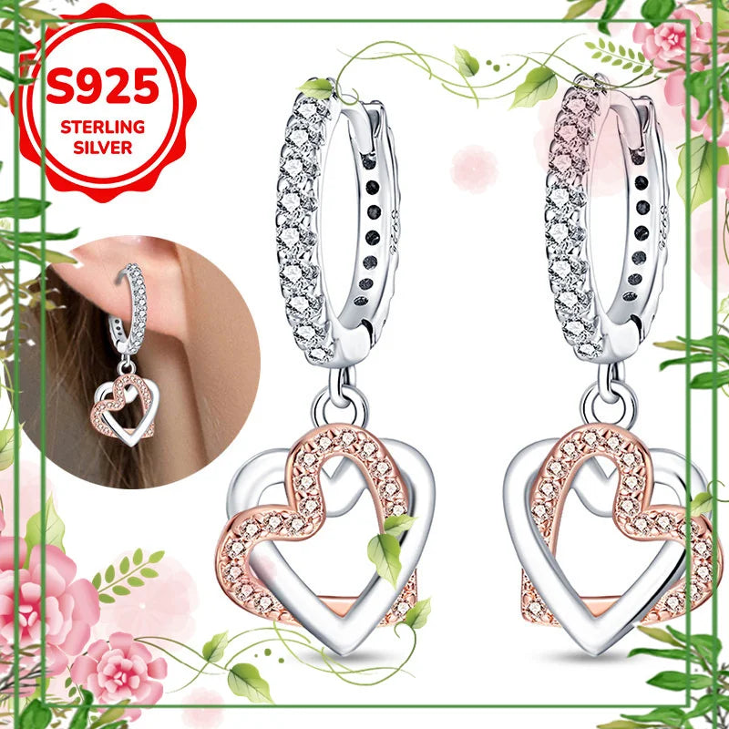 Brincos Femininos Pendentes 100% Genuínos em Prata Esterlina 925 Hipoalergênicos Luxuosos Elegantes Joia Fina Presente de Aniversário para Ela