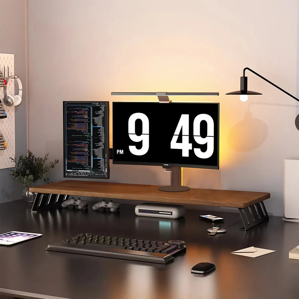 WonderNest Suporte de Mesa de Madeira para Dois Monitores
