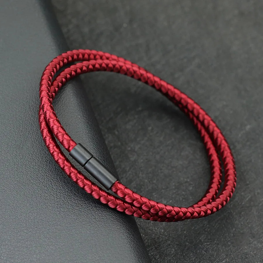 Pulseira Masculina Minimalista Corda Quilha Grau 4mm Múltiplas Cores e Tamanhos Disponíveis Pulseira Artesanal Trançada Étnica