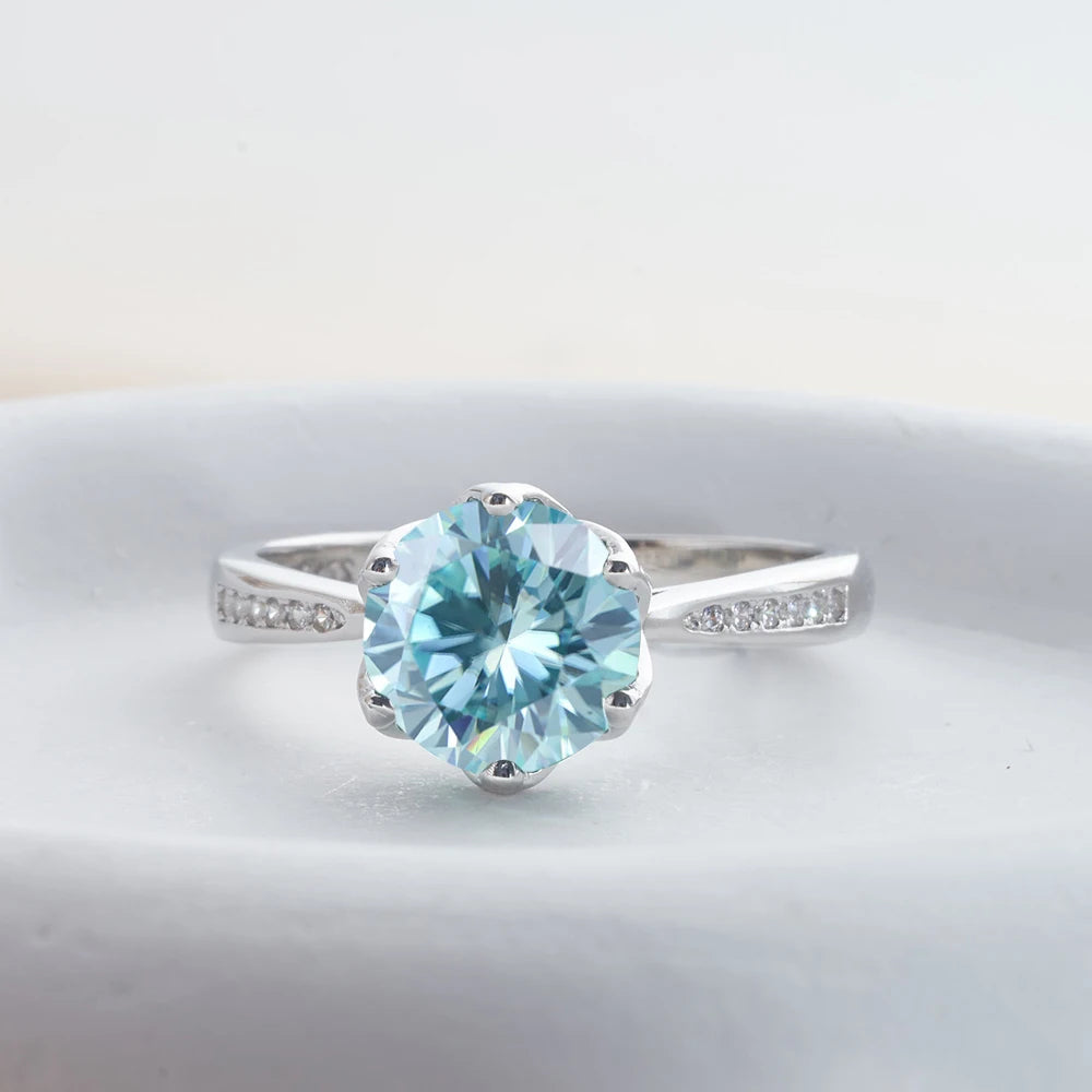 JoyceJelly 3ct Colorful Moissanite Rings with GRA S925 Sterling Silver Luxury Jewelry For Women Timeless Trends Wedding Bands