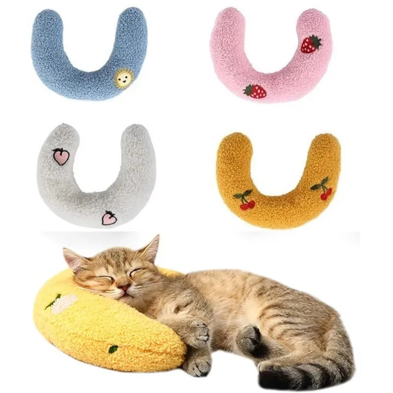 Cute Cat Pillows Cats Kittens Small Dogs Sleeping Pillow U-shaped Soft Cat Bed Pillow Cats Toys Pet Supplies аксесуари для котів
