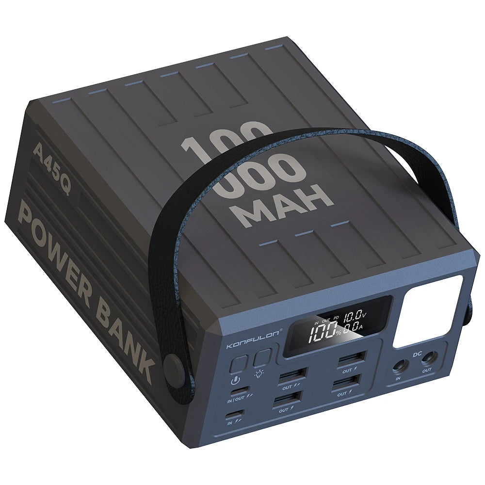 Power Bank 100000mAh 100W Carga Rápida 7 Saídas Display LCD