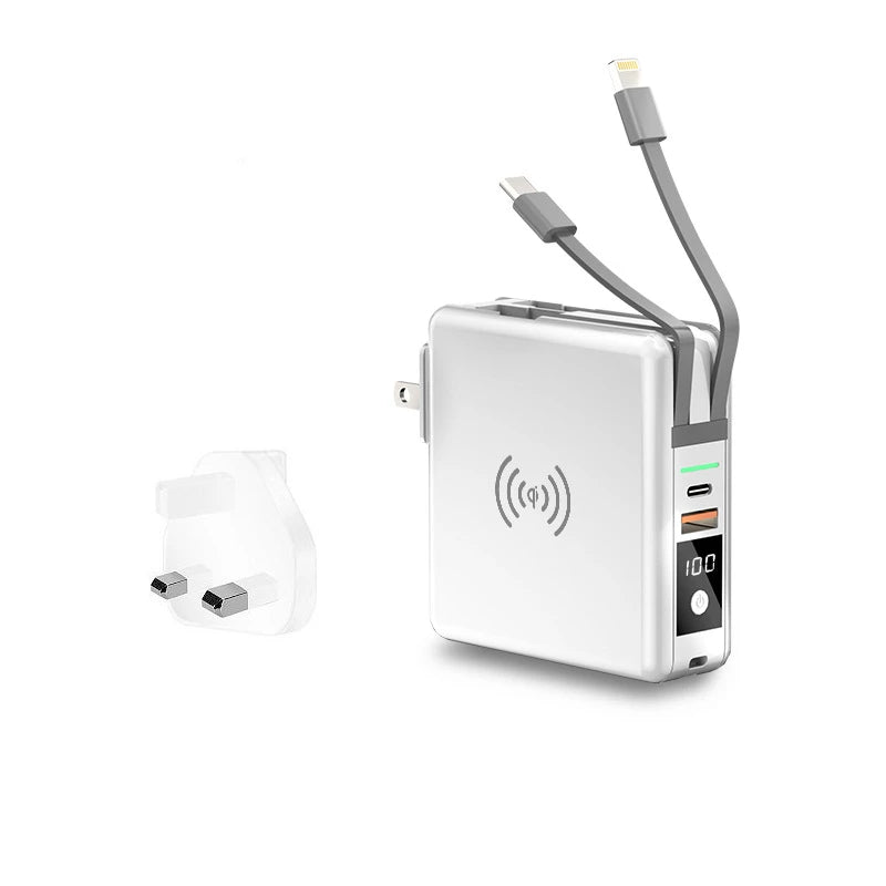 Power Bank 10000mAh 15W Fast Wireless Charging AC Plug