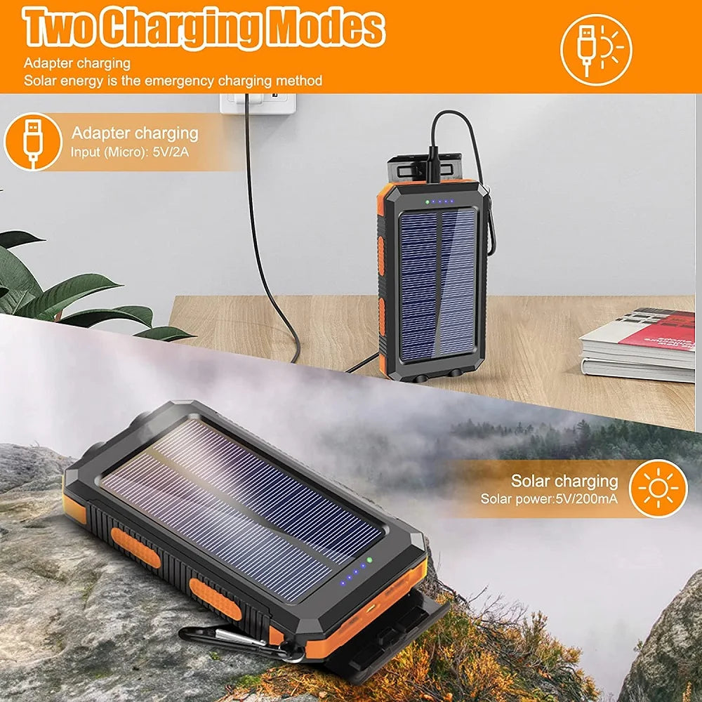 Solar Power Bank 80000mAh Portable Charging Strong LED Light