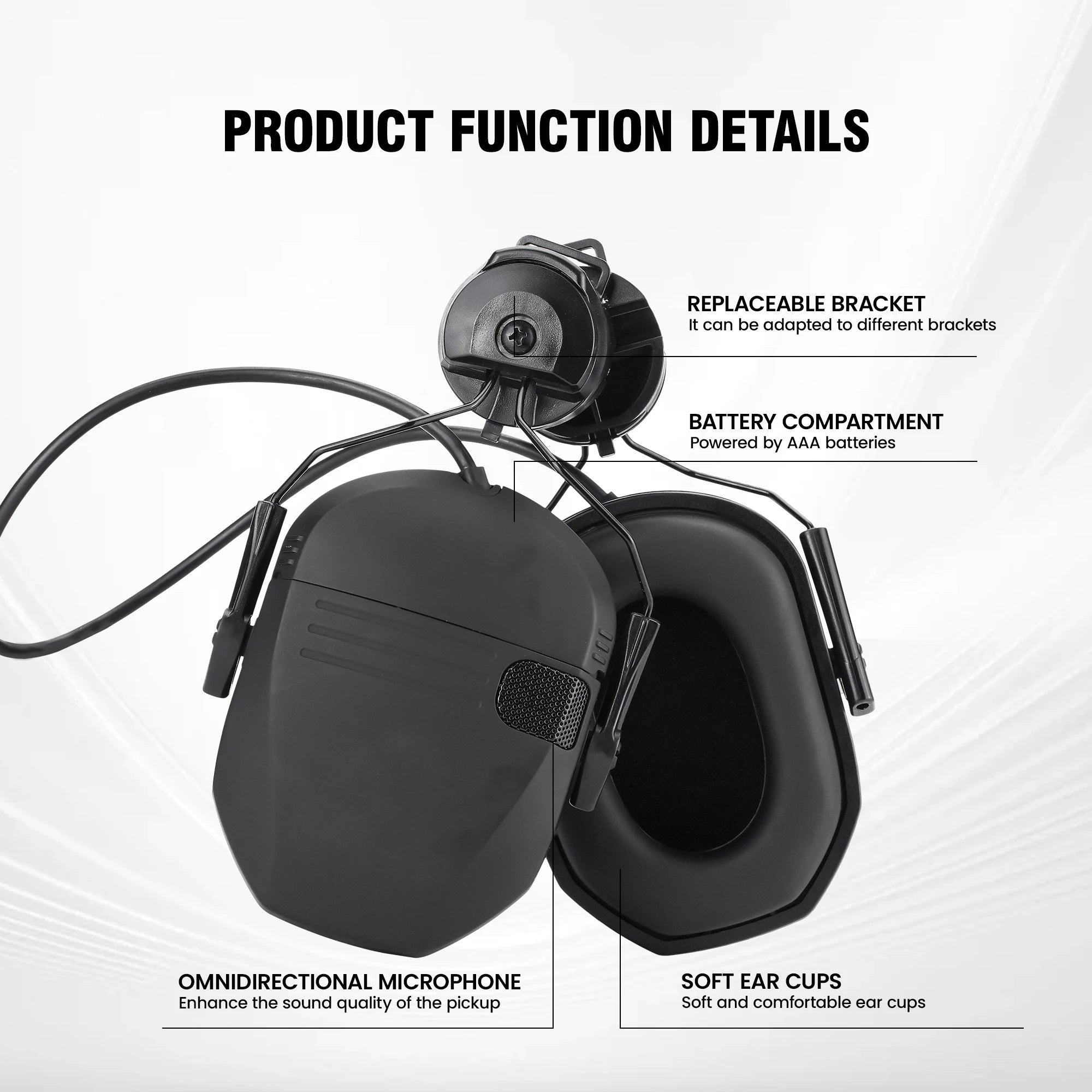 Electronic Shooting Headset Helmet Mounted Version Hunting Pickup and Noise Reduction Tactical Headset Hearing Protection